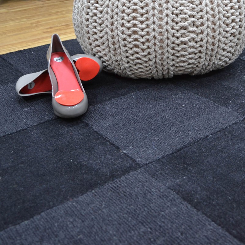 Textured Squares rugs in Black buy online from the rug seller uk